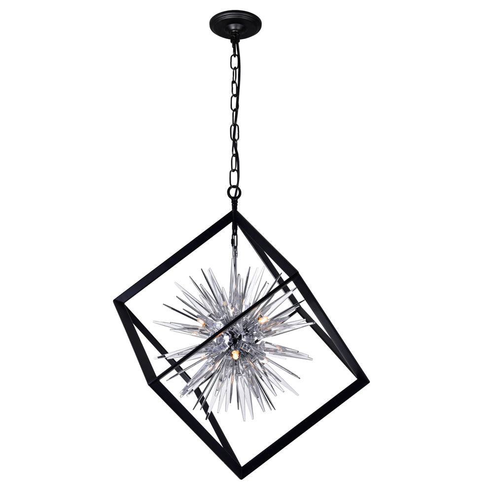 CWI Lighting - 1178P22-6-601 - Six Light Chandelier - Starburst - Chrome & Black