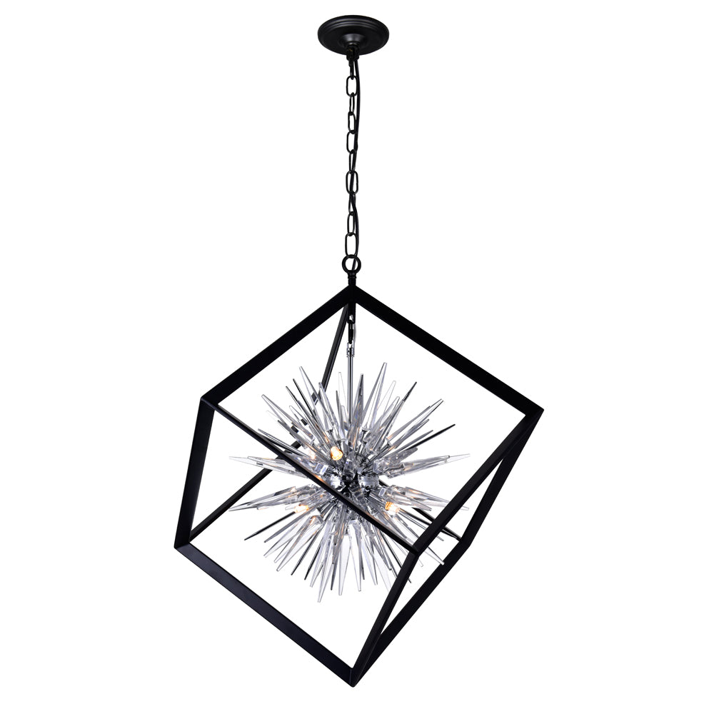 CWI Lighting - 1178P22-6-601 - Six Light Chandelier - Starburst - Chrome & Black