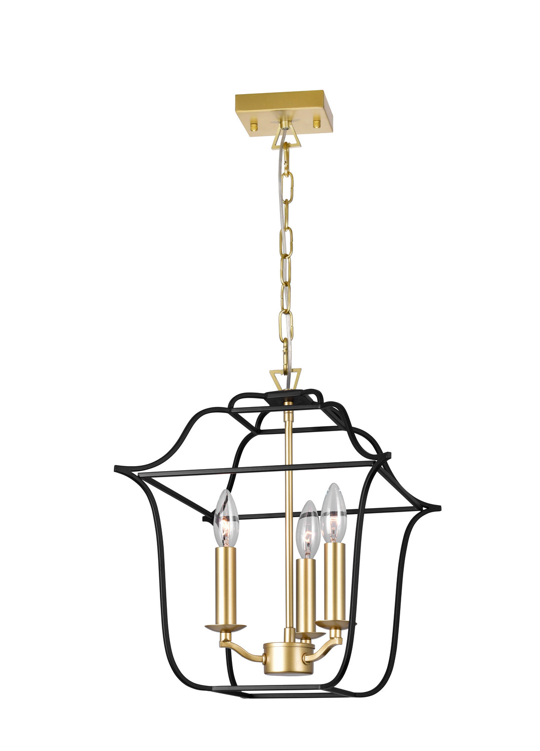 CWI Lighting - 1223P12-3-602 - Three Light Pendant - Tudor - Satin Gold & Black