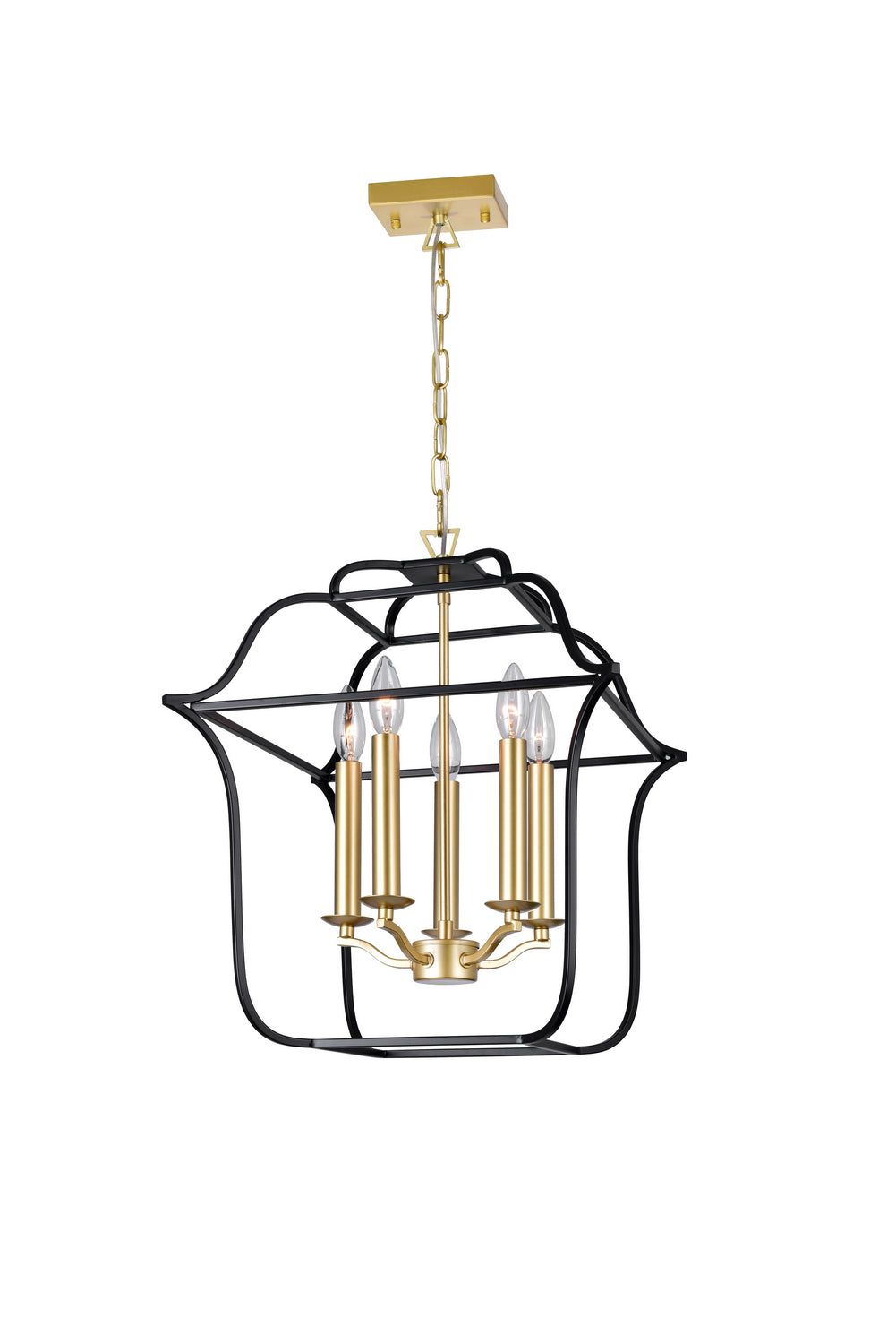 CWI Lighting - 1223P16-5-602 - Five Light Chandelier - Tudor - Satin Gold & Black