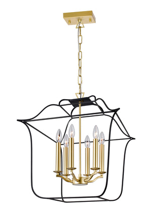 CWI Lighting - 1223P20-6-602 - Six Light Chandelier - Tudor - Satin Gold & Black