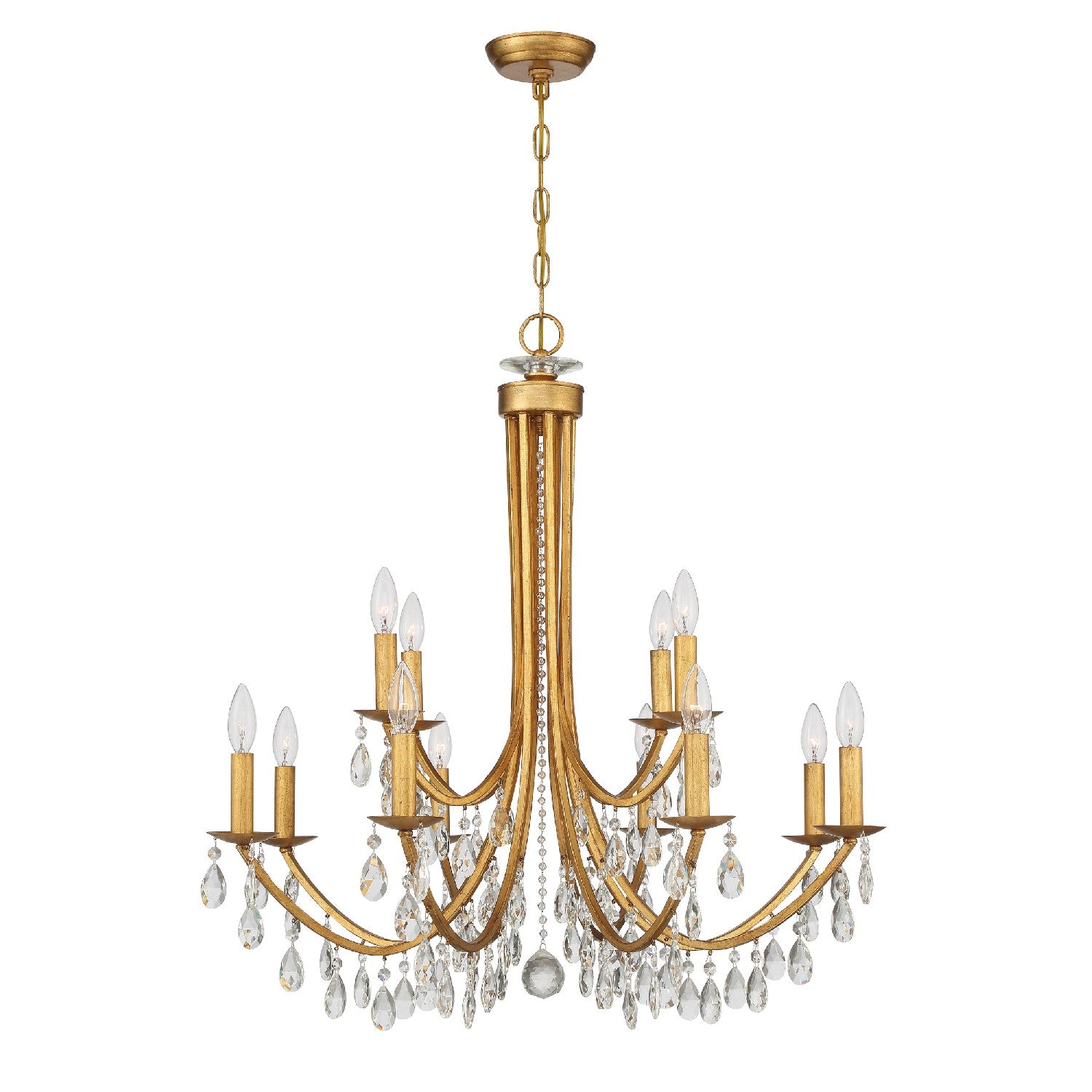 Crystorama - 8829-GA-CL-MWP - 12 Light Chandelier - Bridgehampton - Antique Gold