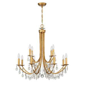 Crystorama - 8829-GA-CL-MWP - 12 Light Chandelier - Bridgehampton - Antique Gold