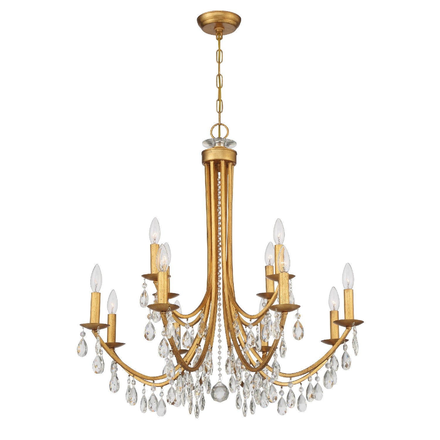 Crystorama - 8829-GA-CL-MWP - 12 Light Chandelier - Bridgehampton - Antique Gold