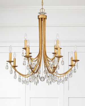 Crystorama - 8829-GA-CL-MWP - 12 Light Chandelier - Bridgehampton - Antique Gold