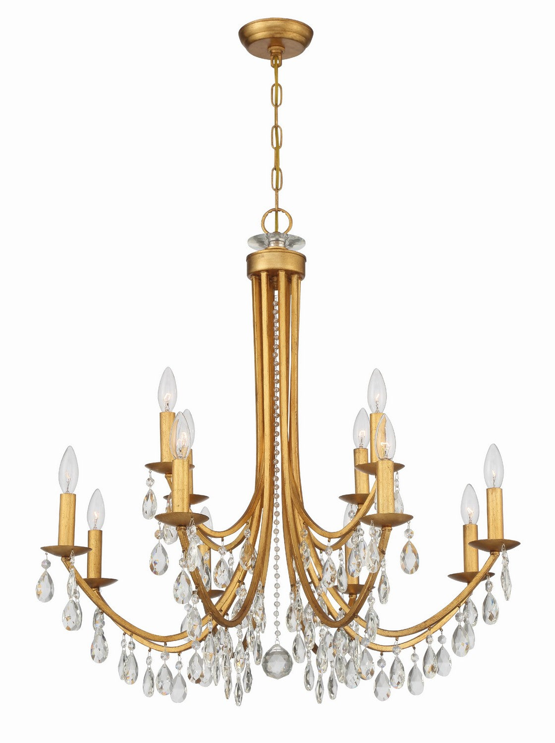 Crystorama - 8829-GA-CL-MWP - 12 Light Chandelier - Bridgehampton - Antique Gold