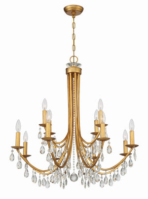 Crystorama - 8829-GA-CL-MWP - 12 Light Chandelier - Bridgehampton - Antique Gold