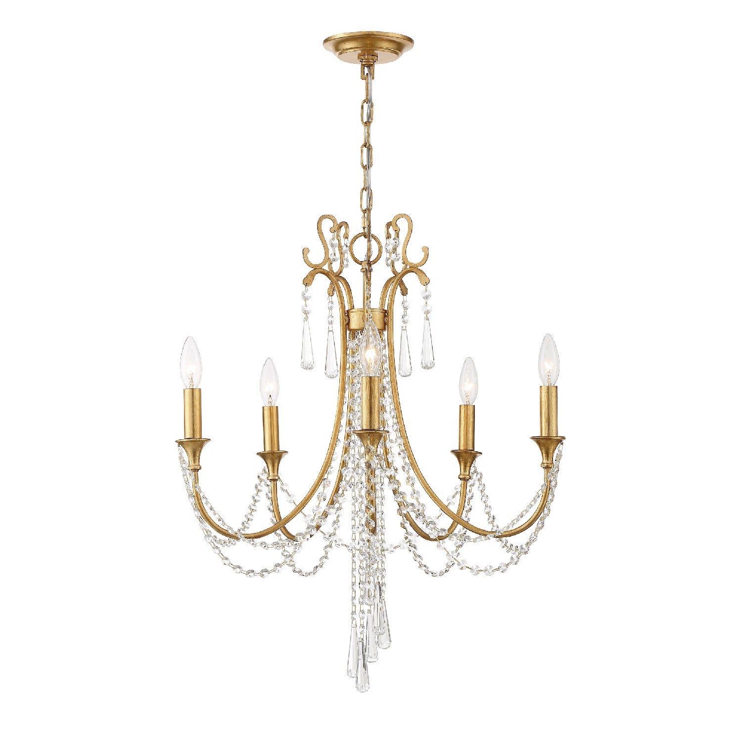 Crystorama - ARC-1905-GA-CL-MWP - Five Light Chandelier - Arcadia - Antique Gold