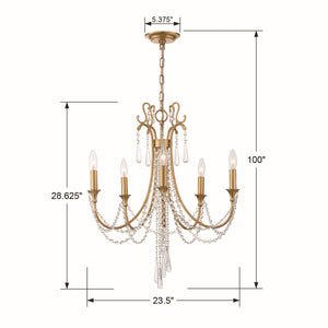 Crystorama - ARC-1905-GA-CL-MWP - Five Light Chandelier - Arcadia - Antique Gold