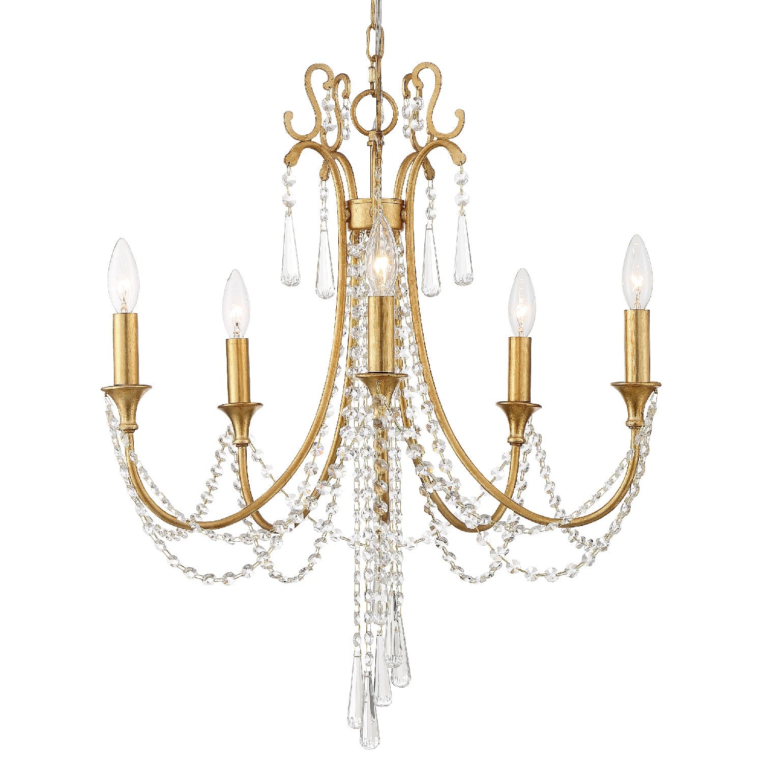 Crystorama - ARC-1905-GA-CL-MWP - Five Light Chandelier - Arcadia - Antique Gold