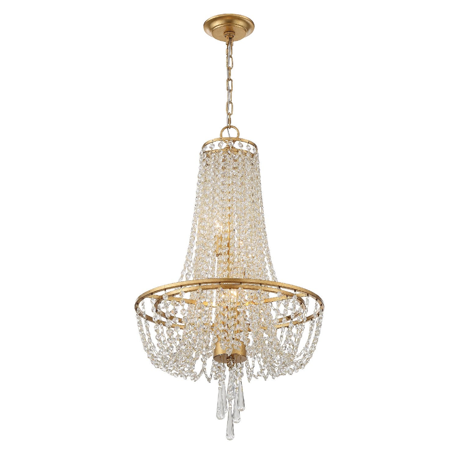 Crystorama - ARC-1907-GA-CL-MWP - Four Light Chandelier - Arcadia - Antique Gold