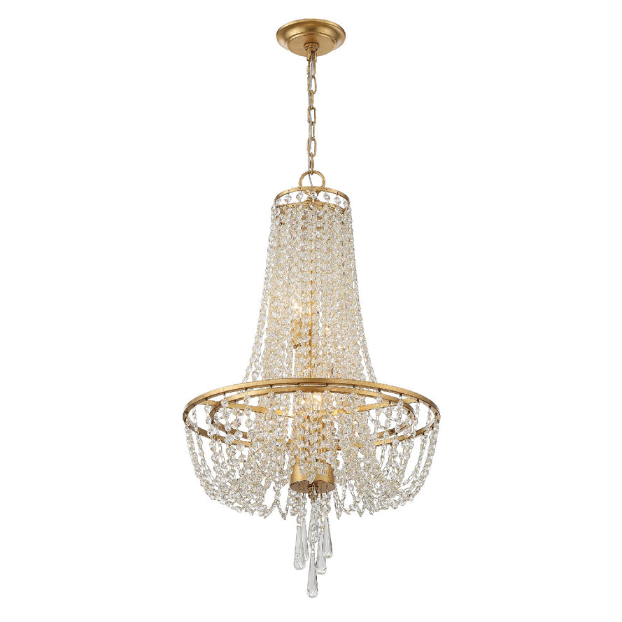 Crystorama - ARC-1907-GA-CL-MWP - Four Light Chandelier - Arcadia - Antique Gold