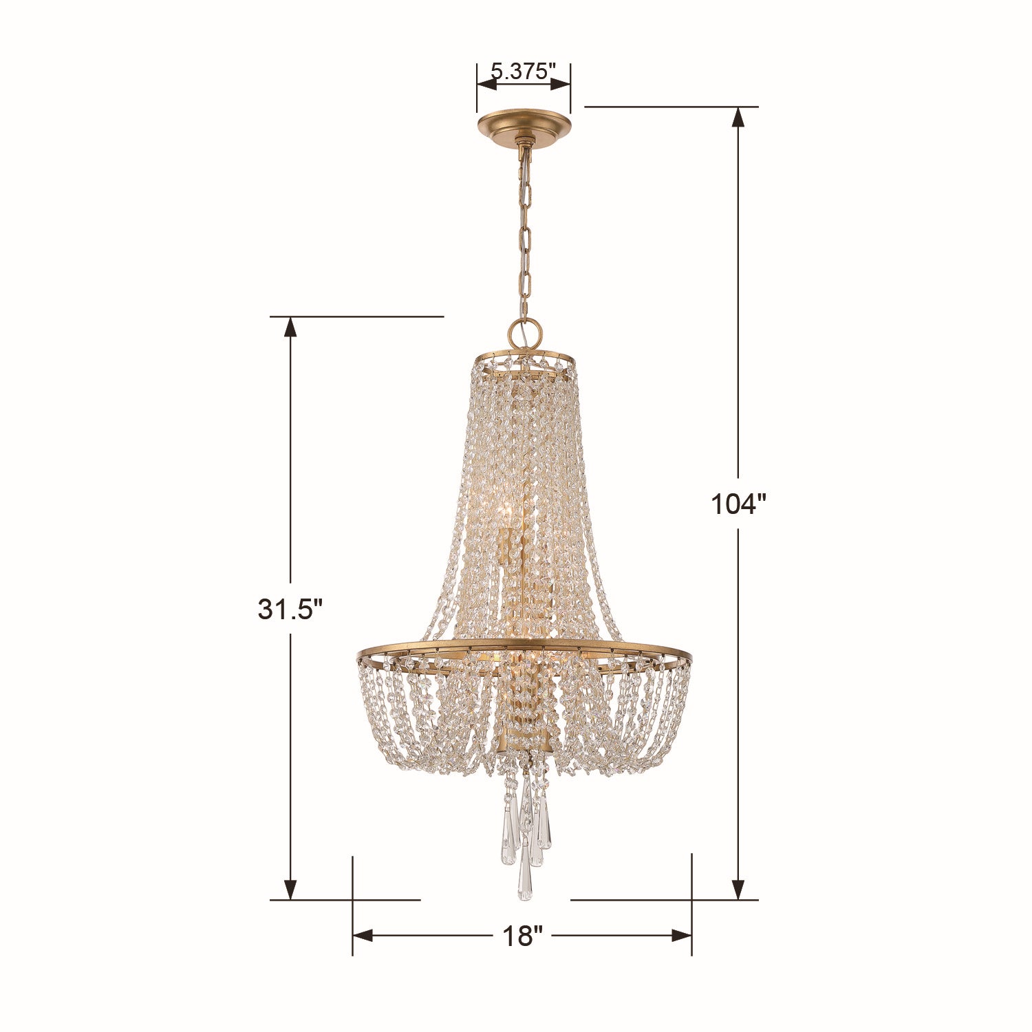 Crystorama - ARC-1907-GA-CL-MWP - Four Light Chandelier - Arcadia - Antique Gold