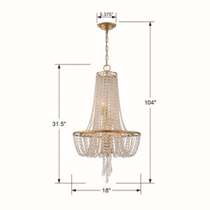 Crystorama - ARC-1907-GA-CL-MWP - Four Light Chandelier - Arcadia - Antique Gold