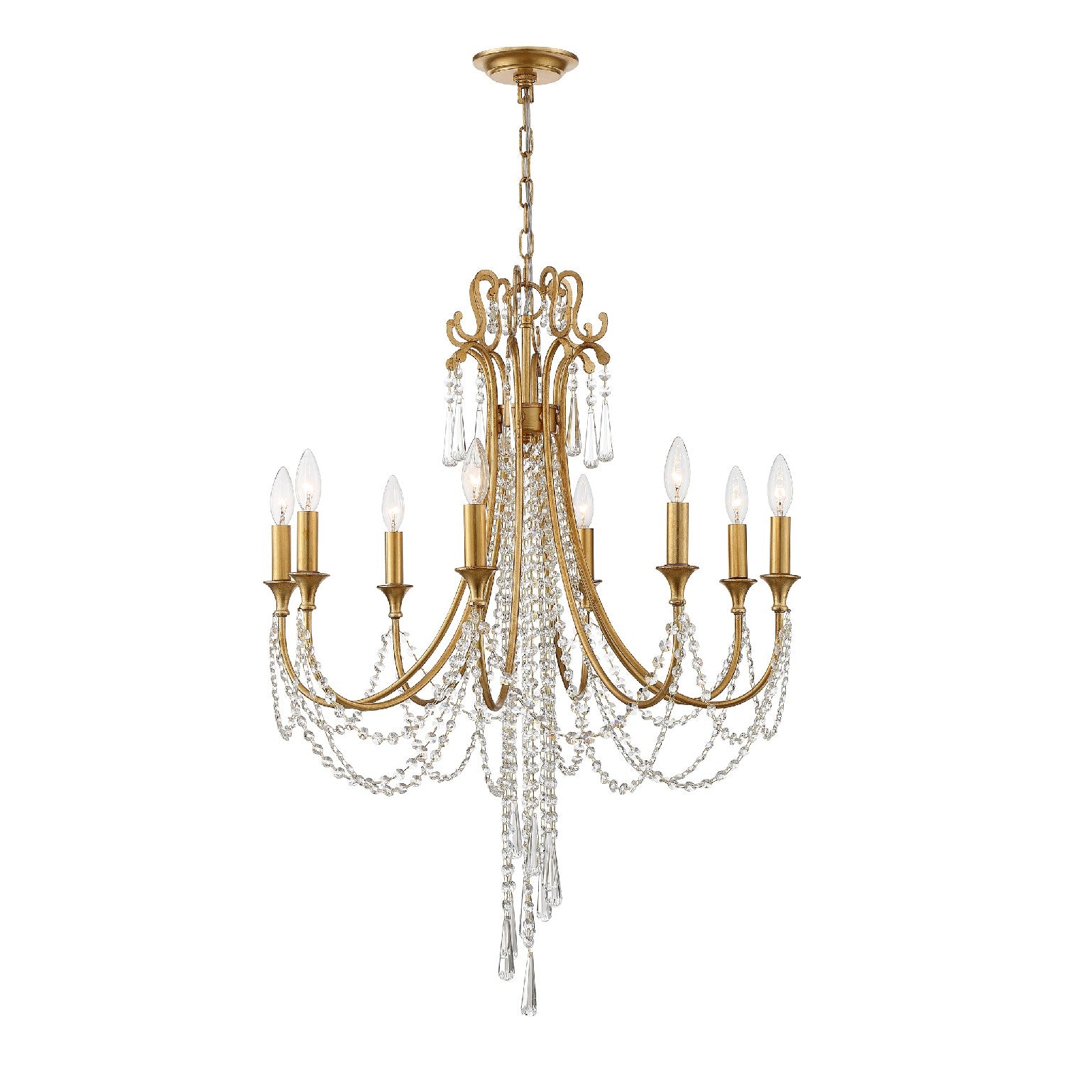 Crystorama - ARC-1908-GA-CL-MWP - Eight Light Chandelier - Arcadia - Antique Gold