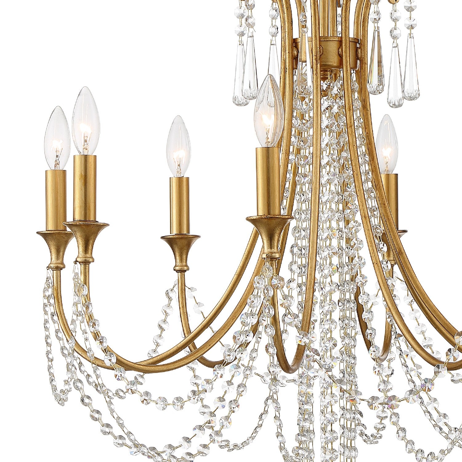 Crystorama - ARC-1908-GA-CL-MWP - Eight Light Chandelier - Arcadia - Antique Gold