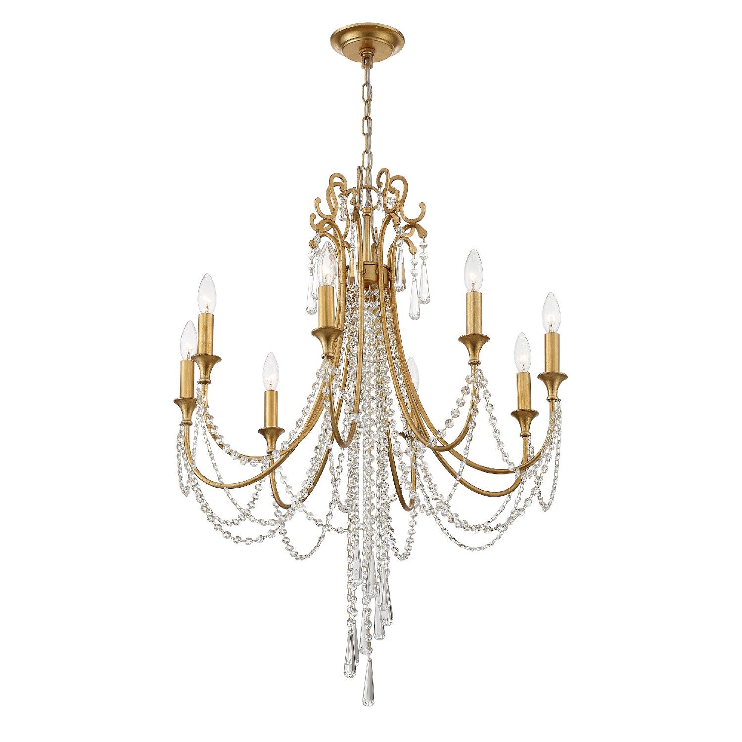 Crystorama - ARC-1908-GA-CL-MWP - Eight Light Chandelier - Arcadia - Antique Gold