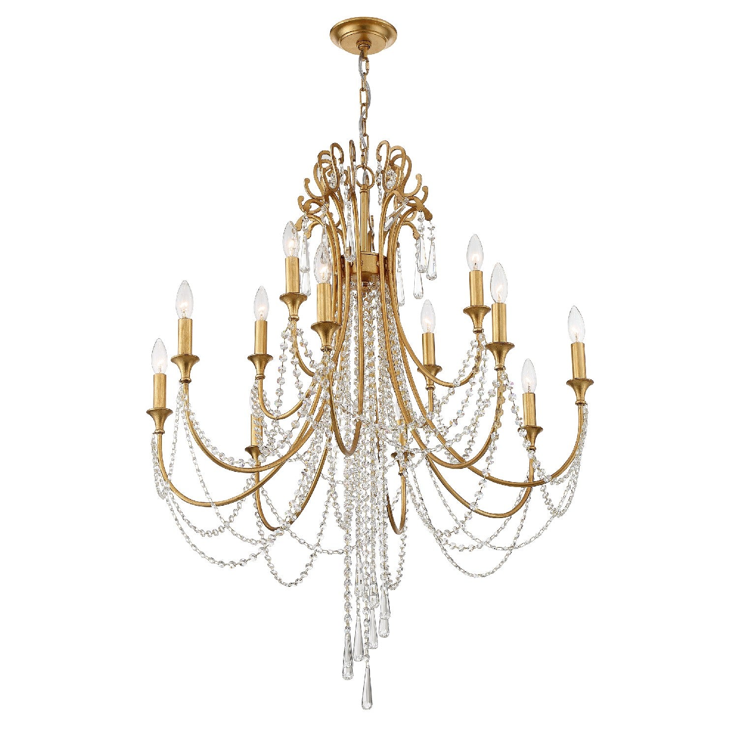 Crystorama - ARC-1909-GA-CL-MWP - 12 Light Chandelier - Arcadia - Antique Gold