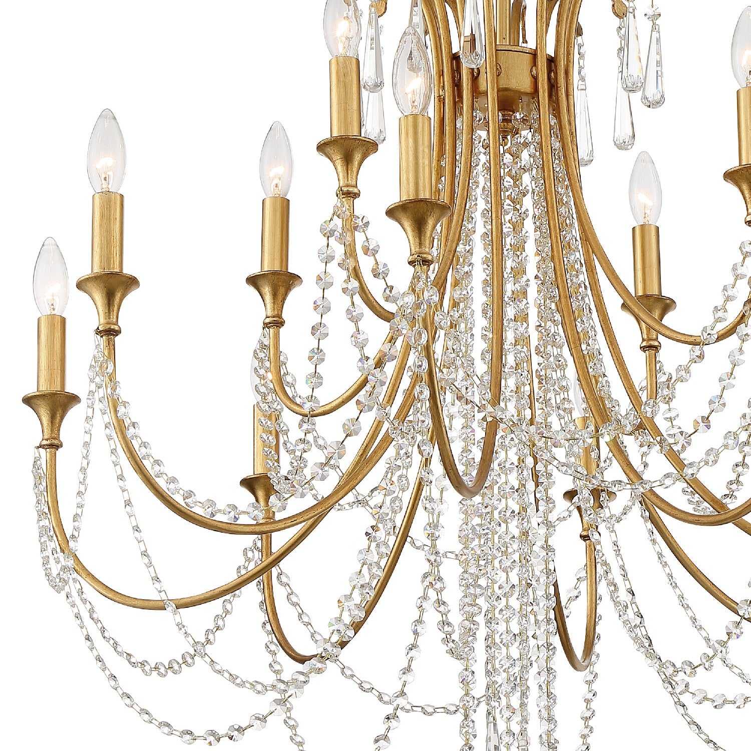 Crystorama - ARC-1909-GA-CL-MWP - 12 Light Chandelier - Arcadia - Antique Gold