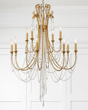 Crystorama - ARC-1909-GA-CL-MWP - 12 Light Chandelier - Arcadia - Antique Gold