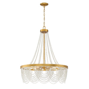 Crystorama - FIO-A9104-GA-WH - Four Light Chandelier - Fiona - Antique Gold