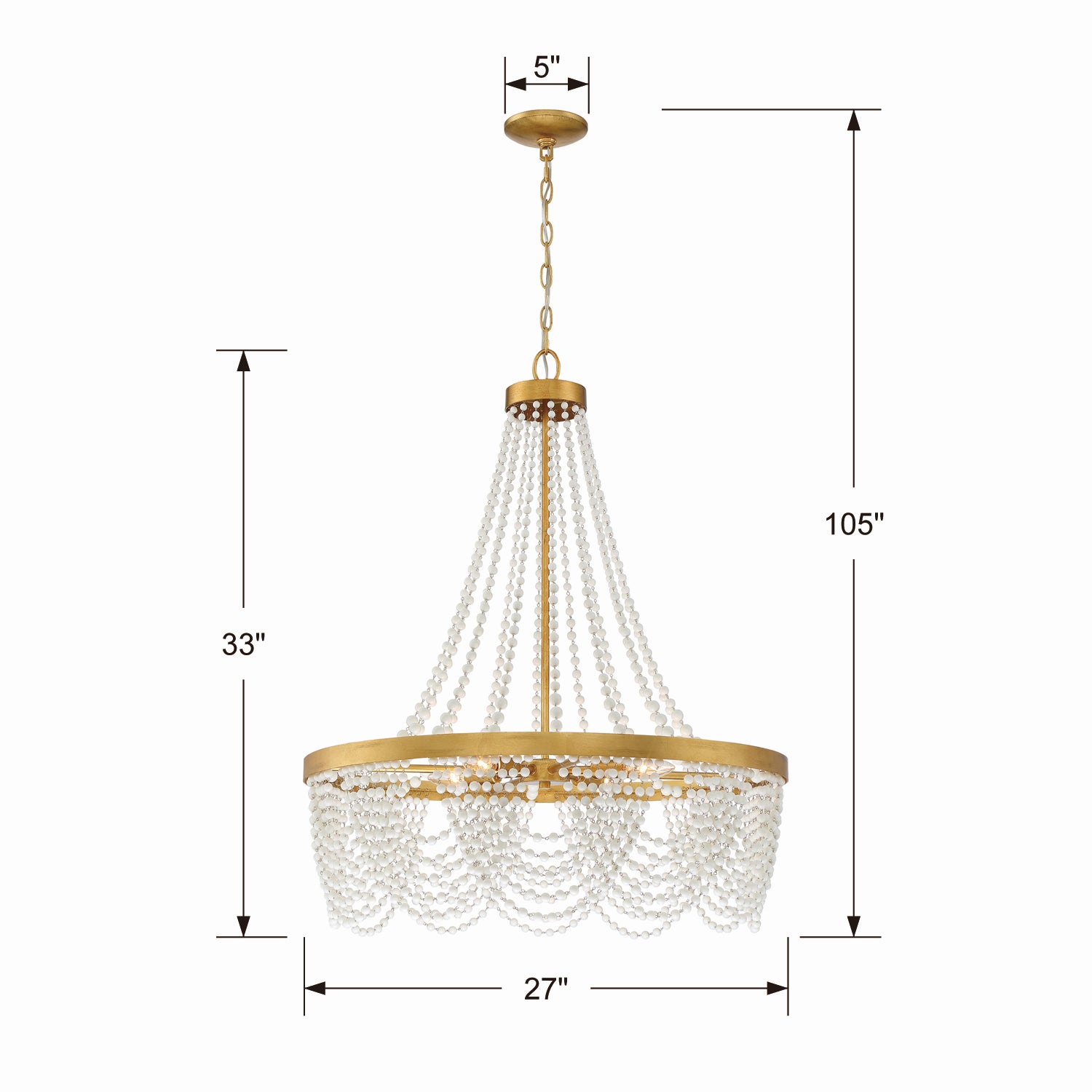 Crystorama - FIO-A9104-GA-WH - Four Light Chandelier - Fiona - Antique Gold