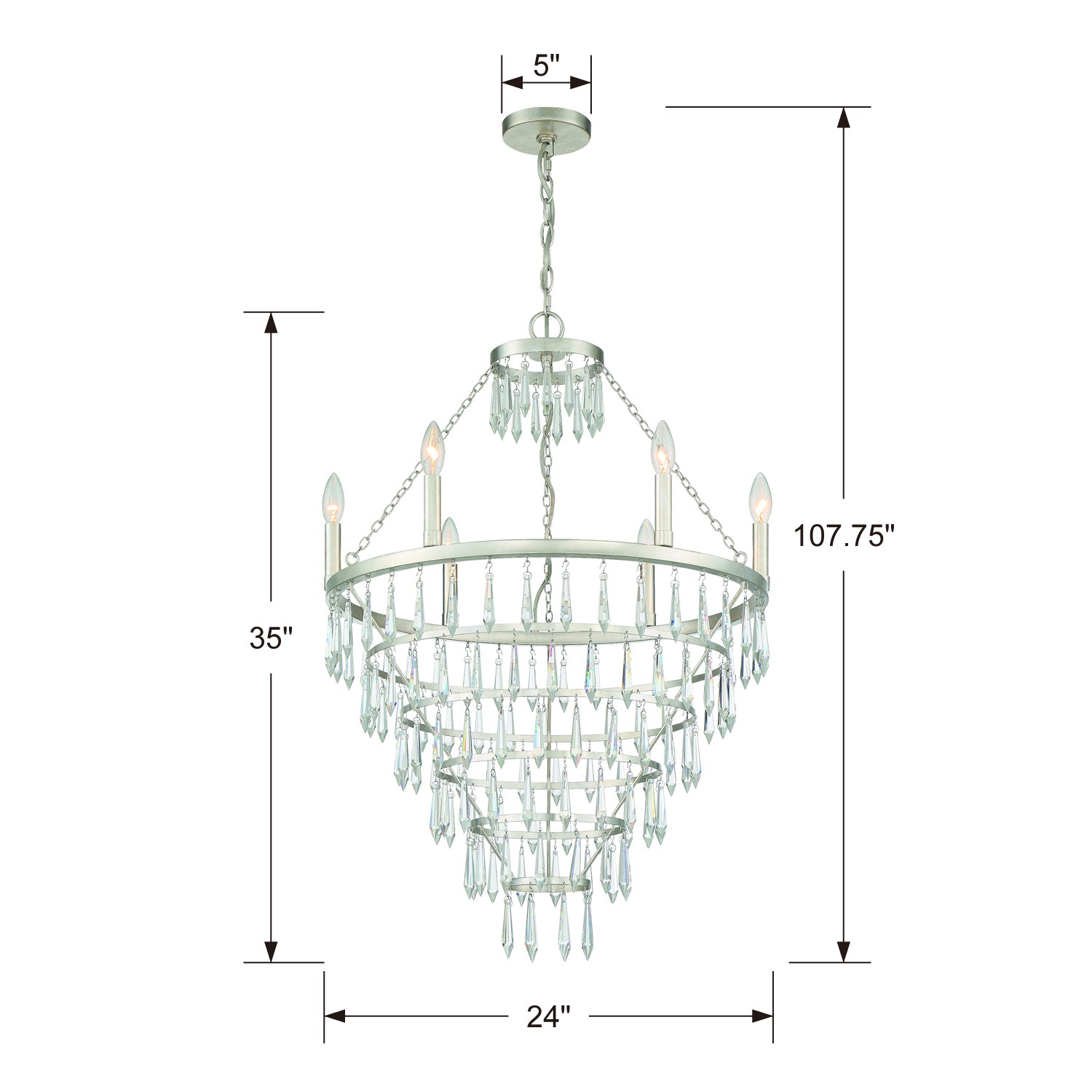 Crystorama - LUC-A9066-SA - Six Light Chandelier - Lucille - Antique Silver