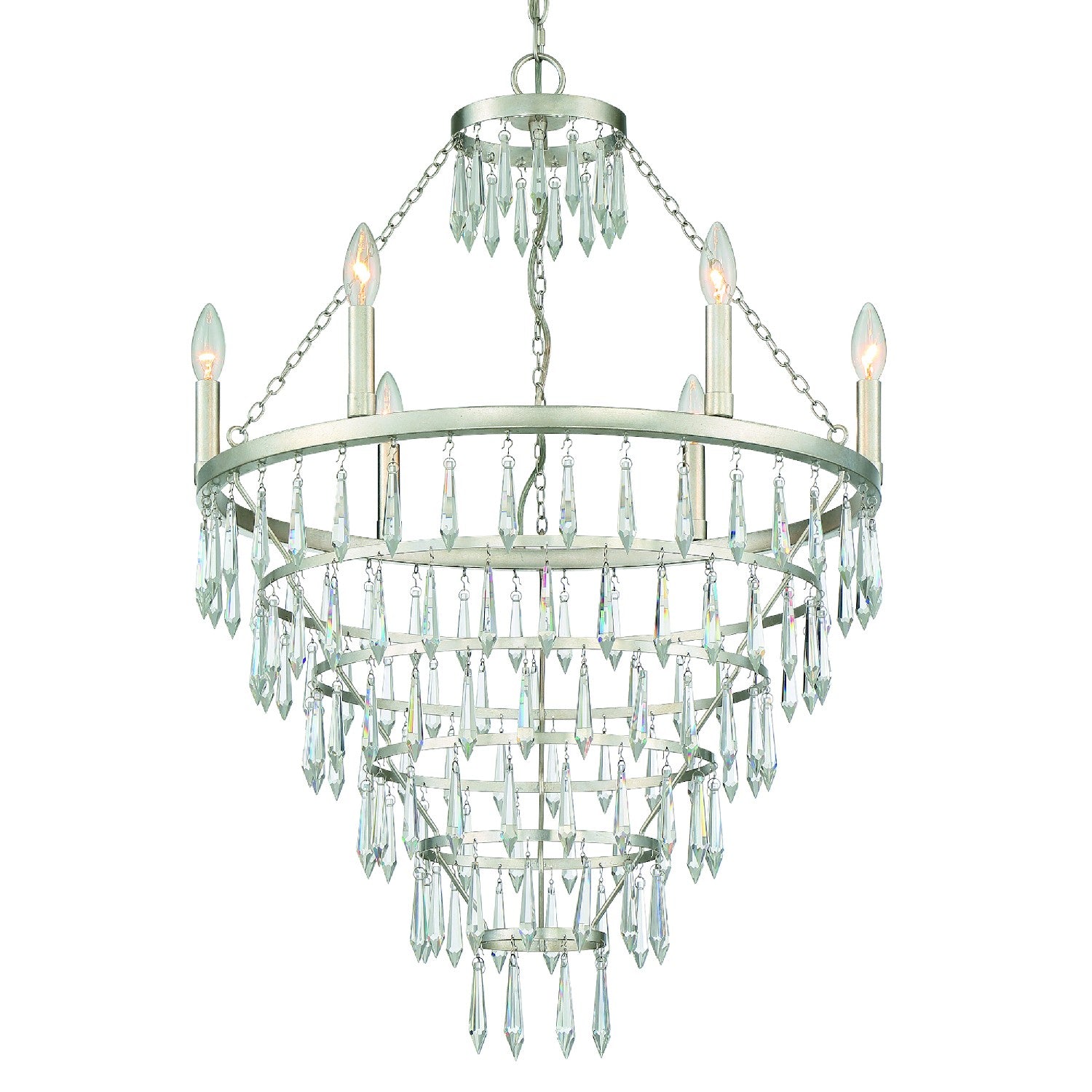 Crystorama - LUC-A9066-SA - Six Light Chandelier - Lucille - Antique Silver