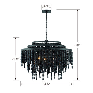 Crystorama - POP-A5076-MK - Six Light Chandelier - Poppy - Matte Black