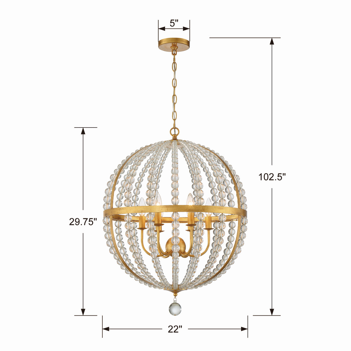 Crystorama - ROX-A9006-GA - Six Light Chandelier - Roxy - Antique Gold