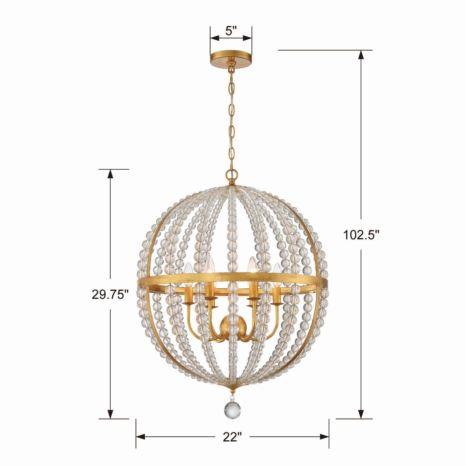 Crystorama - ROX-A9006-GA - Six Light Chandelier - Roxy - Antique Gold