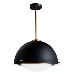 Justice Designs - FSN-4003-OPAL-MBBR - Three Light Pendant - Fusion - Matte Black w/ Brass