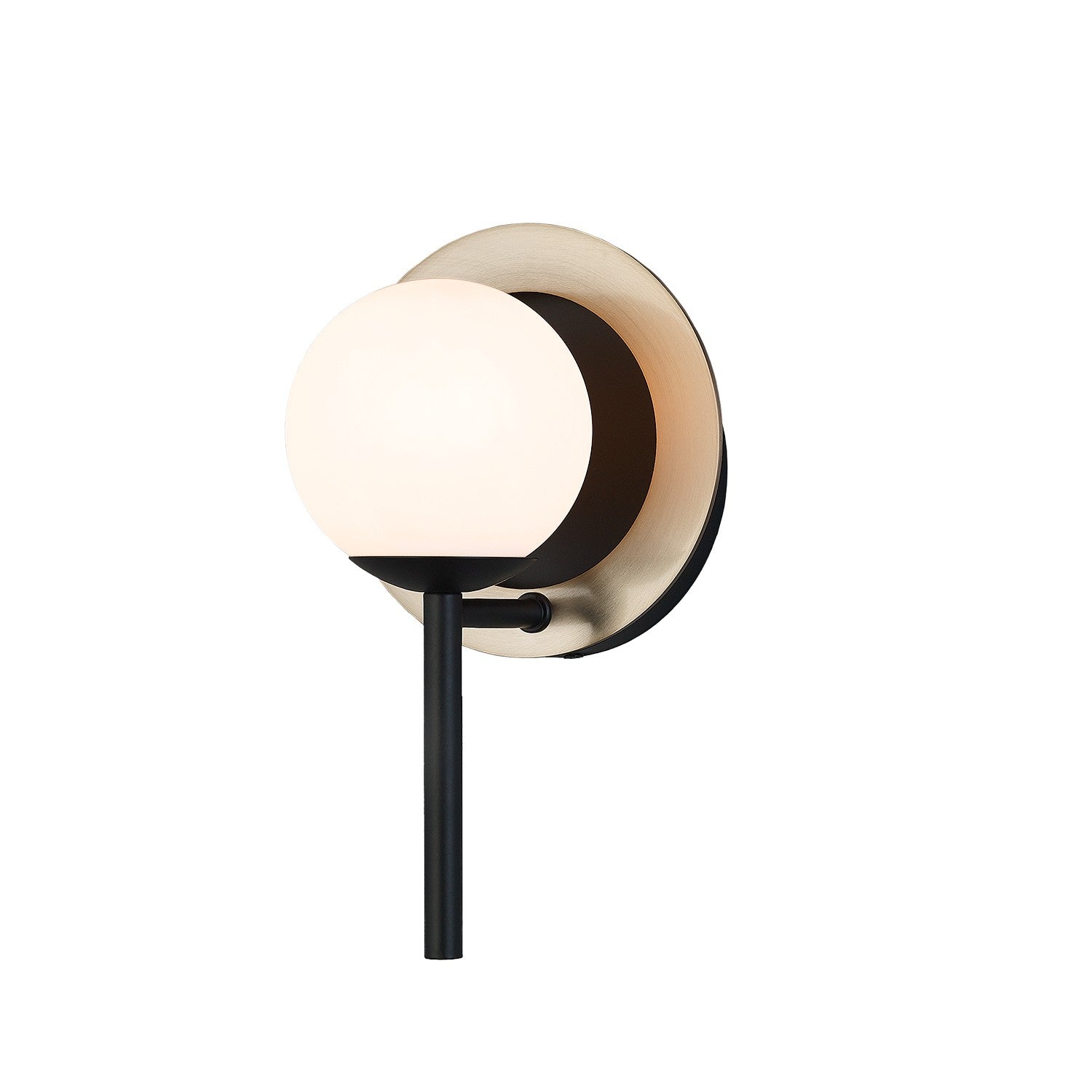 Justice Designs - FSN-4221-OPAL-MBBR - One Light Wall Sconce - Fusion - Matte Black w/ Brass Ring