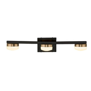 Justice Designs - FSN-8993-OPAL-MBBR - LED Bath Bar - Fusion - Matte Black w/ Brass