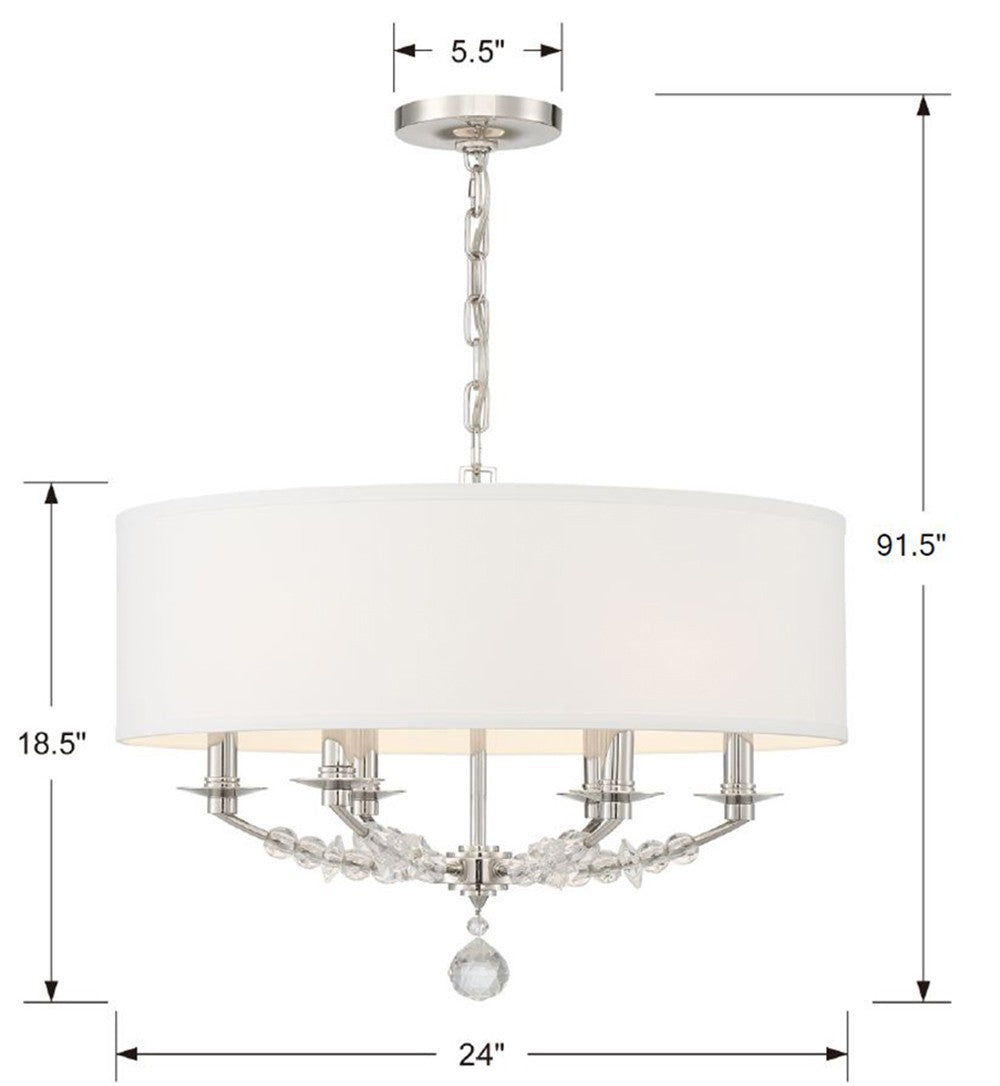 Crystorama - 8016-PN - Six Light Chandelier - Mirage - Polished Nickel