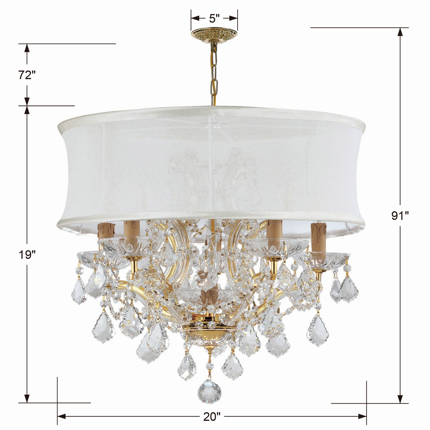 Crystorama - 4415-GD-SMW-CL-S - Six Light Chandelier - Brentwood - Gold