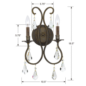 Crystorama - 5012-EB-CL-S - Two Light Wall Sconce - Ashton - English Bronze