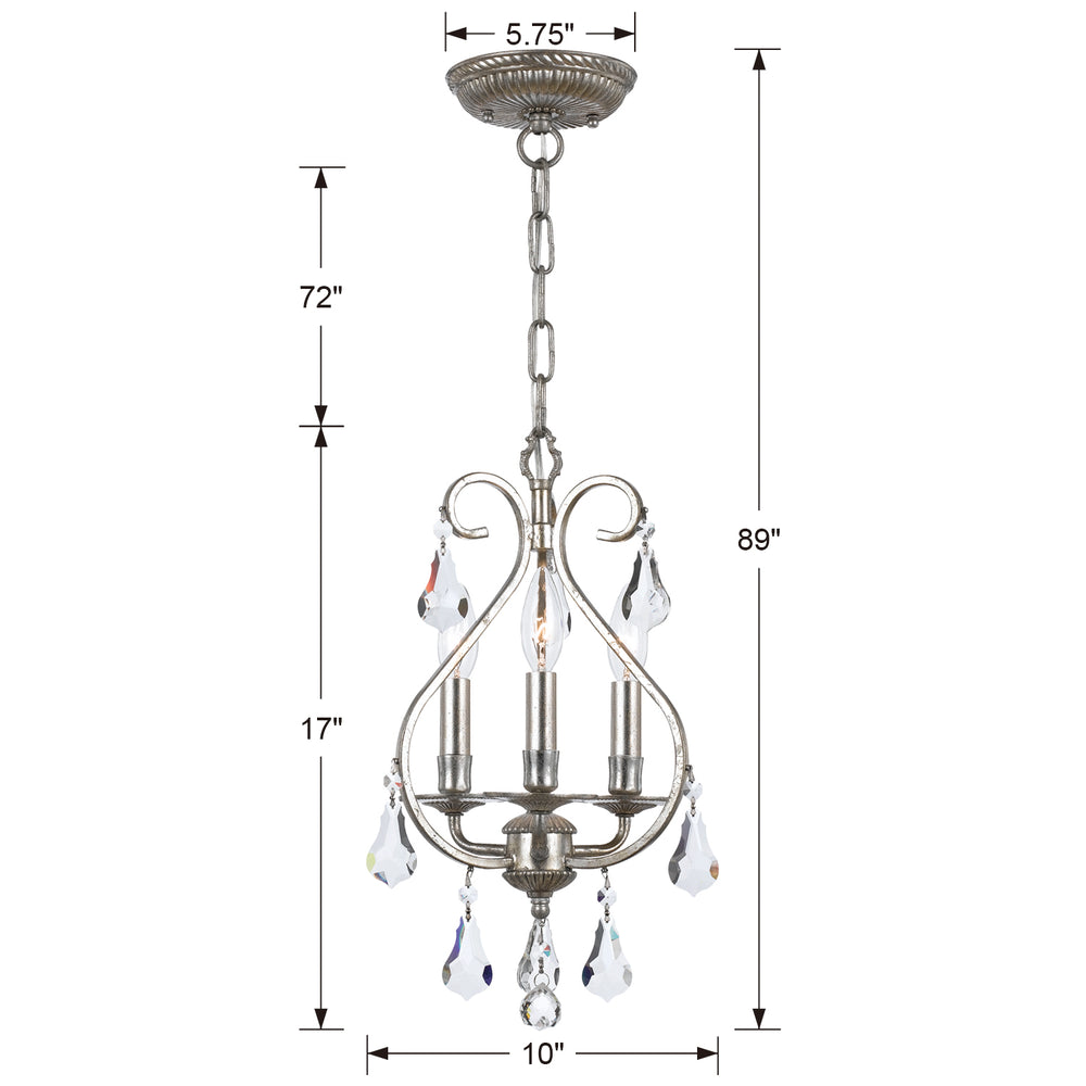 Crystorama - 5013-OS-CL-S - Three Light Mini Chandelier - Ashton - Olde Silver