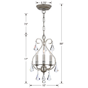 Crystorama - 5013-OS-CL-S - Three Light Mini Chandelier - Ashton - Olde Silver