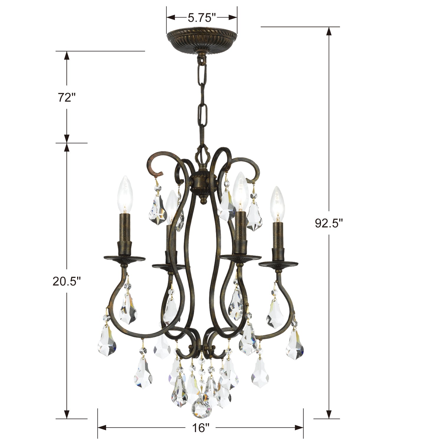 Crystorama - 5014-EB-CL-S - Four Light Mini Chandelier - Ashton - English Bronze