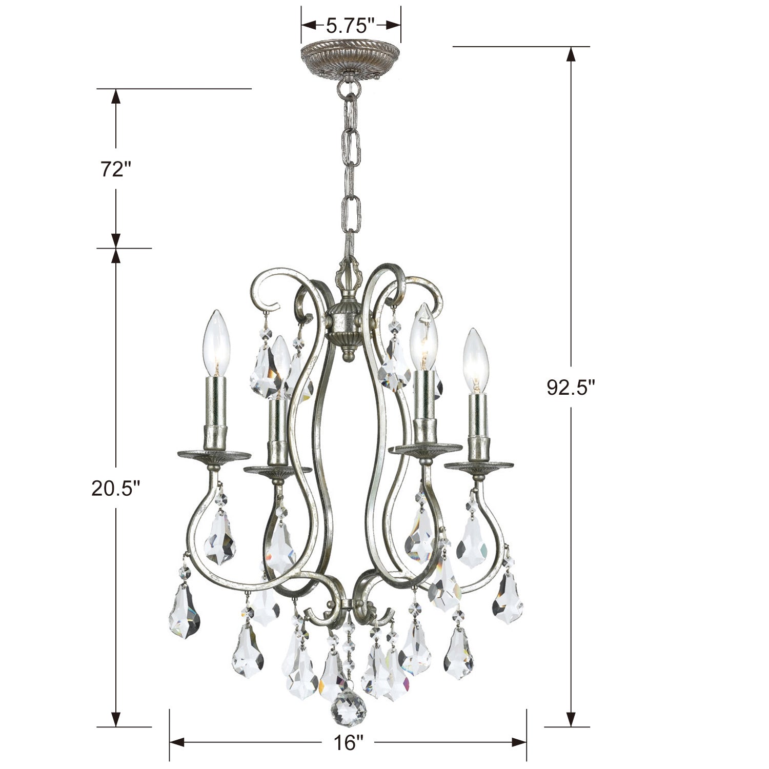 Crystorama - 5014-OS-CL-S - Four Light Mini Chandelier - Ashton - Olde Silver