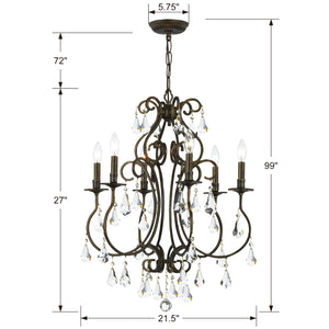 Crystorama - 5016-EB-CL-S - Six Light Chandelier - Ashton - English Bronze