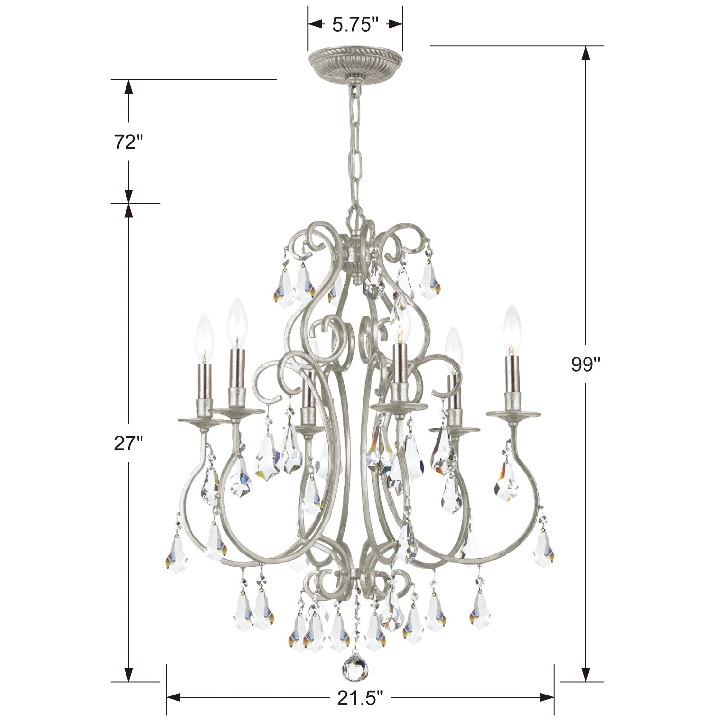 Crystorama - 5016-OS-CL-S - Six Light Chandelier - Ashton - Olde Silver