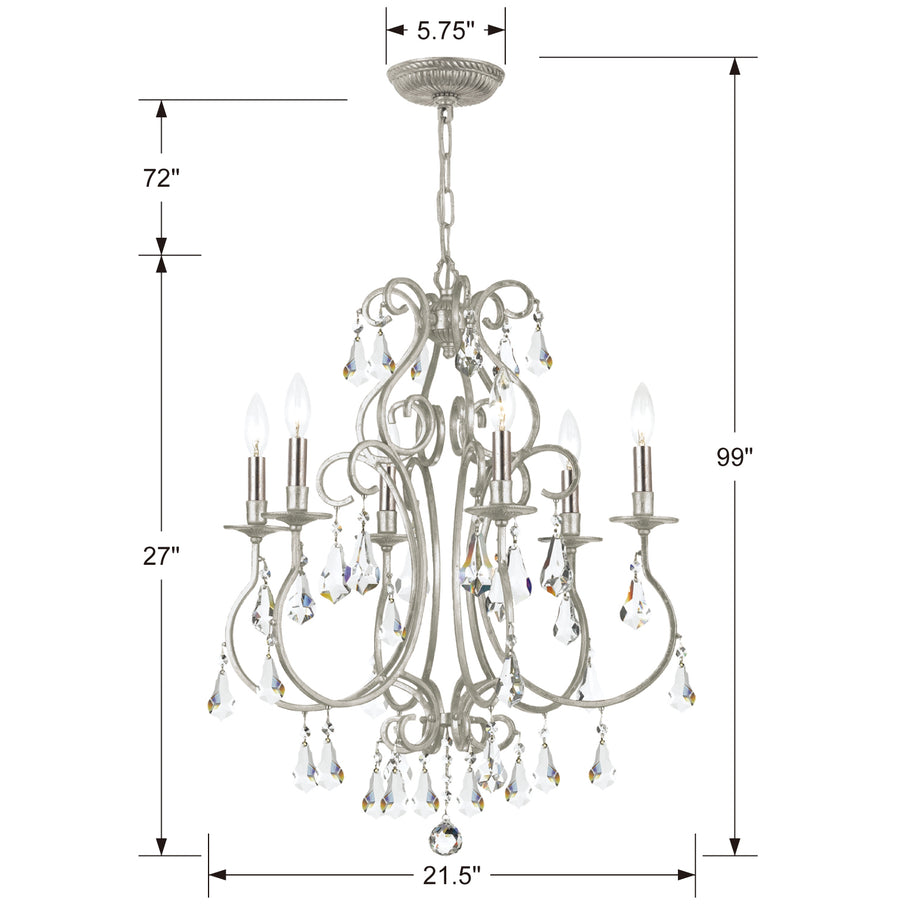 Crystorama - 5016-OS-CL-S - Six Light Chandelier - Ashton - Olde Silver