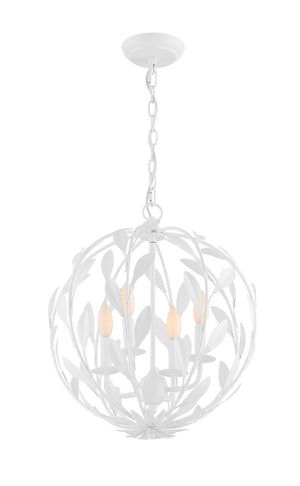 Crystorama - 504-MT - Four Light Chandelier - Broche - Matte White