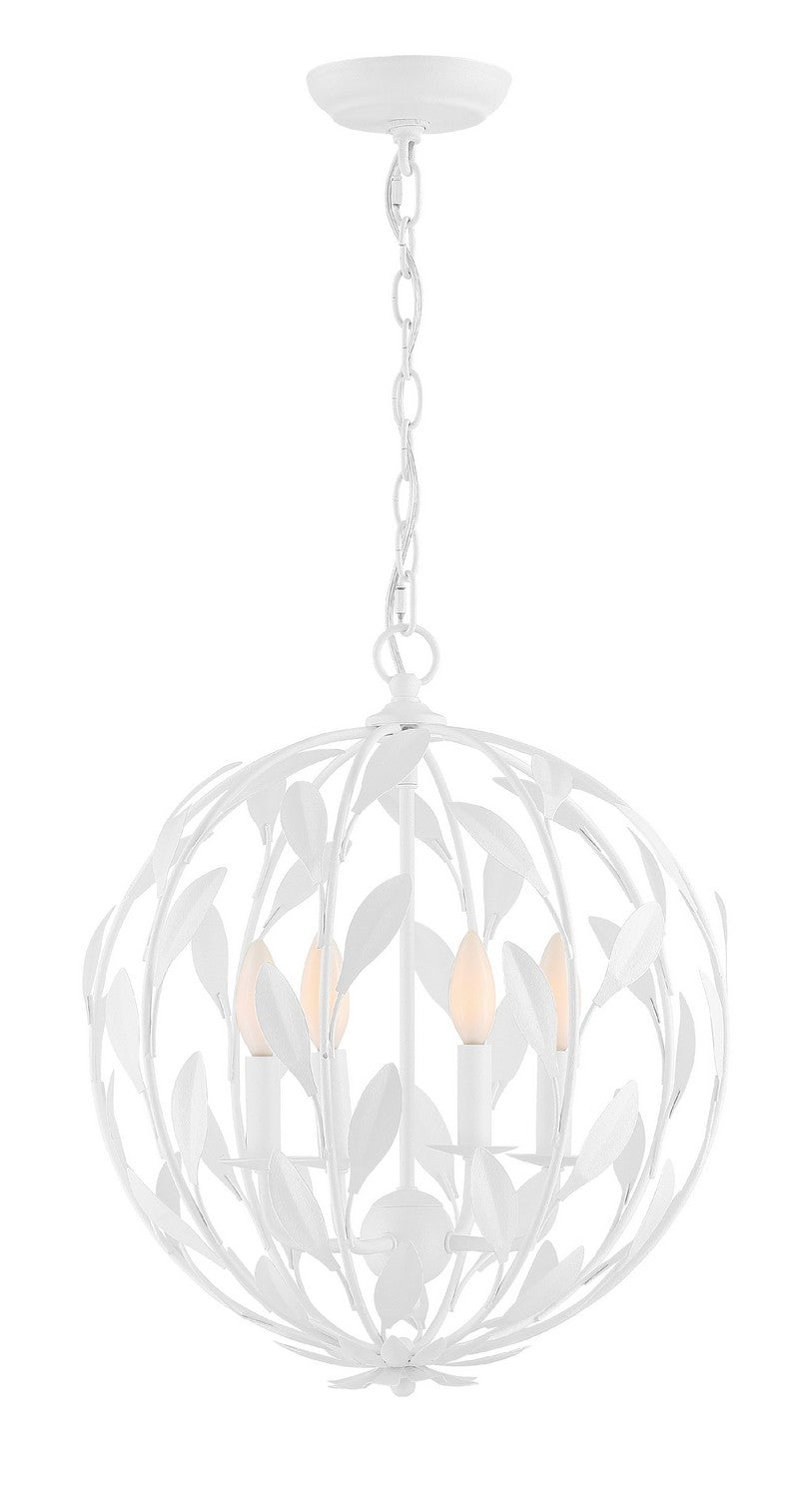 Crystorama - 504-MT - Four Light Chandelier - Broche - Matte White