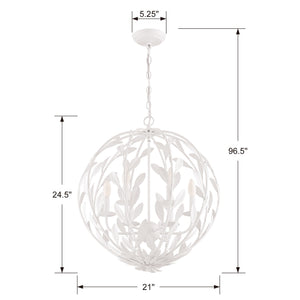 Crystorama - 506-MT - Six Light Chandelier - Broche - Matte White