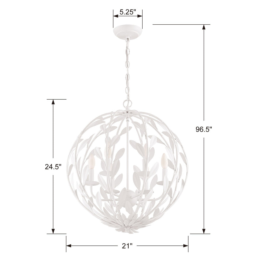 Crystorama - 506-MT - Six Light Chandelier - Broche - Matte White