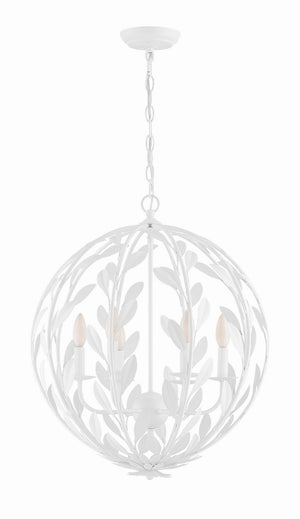 Crystorama - 506-MT - Six Light Chandelier - Broche - Matte White