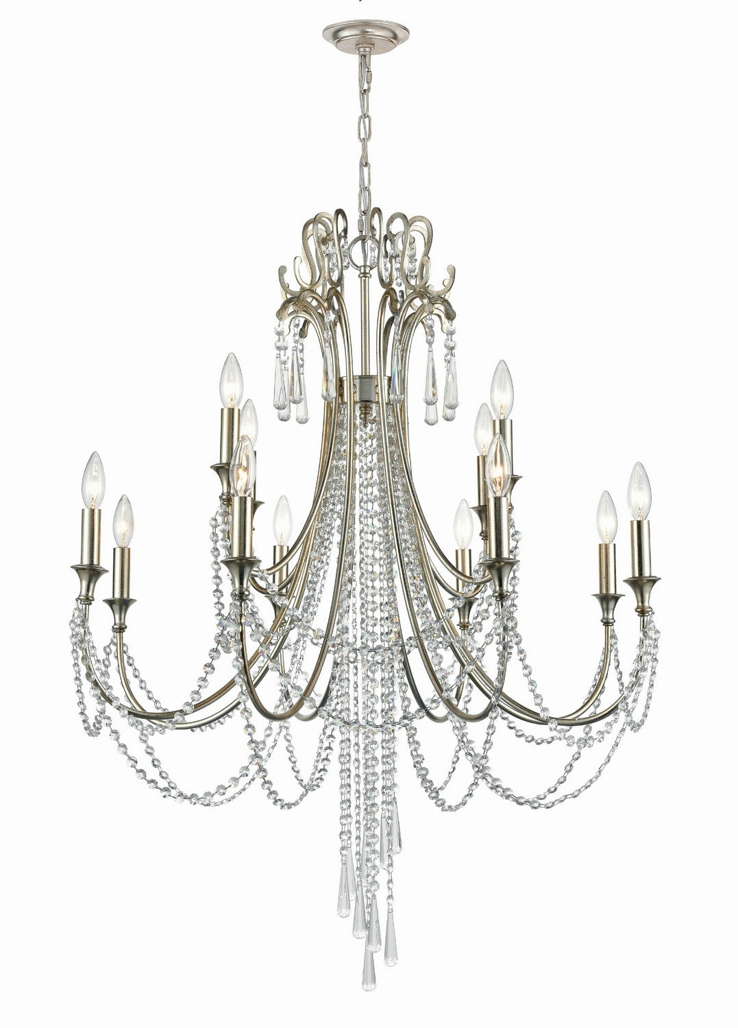 Crystorama - ARC-1909-SA-CL-MWP - 12 Light Chandelier - Arcadia - Antique Silver